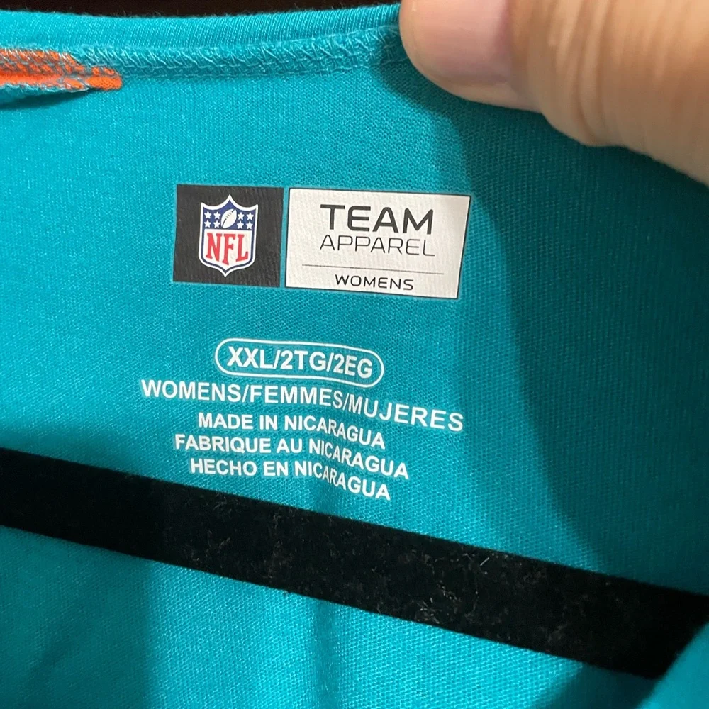 NFL Miami Dolphins Women’s Long Sleeve Shirt - Teal and White XXL - Picture 3 of 3